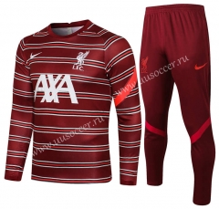 21-22 Liverpool Dark Red Thailand Soccer Tracksuit Uniform-815