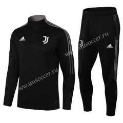 2021-2022 Juventus FC Black Thailand Soccer Tracksuit Unifrom-411