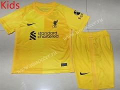 2021-2022 Liverpool Goalkeeper Yellow Kids/Youth Thailand Soccer Uniform-507