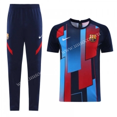 2021-22 Barcelona Royal Blue Shorts-Sleeve Thailand Tracksuit Uniform-LH