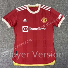 Player version 2021-2022 Manchester United Home Red Thailand Soccer jersey AAA-2027