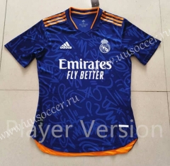 Player version 2021-22 Real Madrid  Away Blue Thailand Soccer Jersey AAA-807