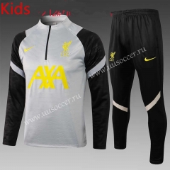 2021-2022 Liverpool Light Gray Kids/Youth Soccer Tracksuit-815