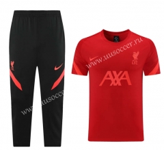 2021-2022 Liverpool Red Thailand Short-Sleeve Soccer Tracksuit Uniform-LH