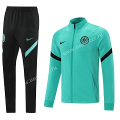 2021-2022 Inter Milan green High Collar Thailand Soccer Jacket Uniform-LH