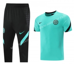 2021-2022 Inter Milan Fluorescent green Thailand Short-sleeved Tracksuit -LH