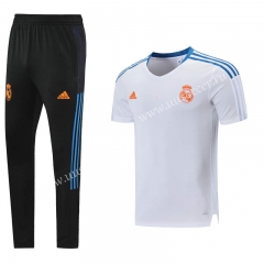 2021-2022 Real Madrid White Thailand Short-sleeved Tracksuit Uniform-LH