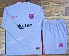 2021-2022 Barcelona Away Purple LS Soccer Uniform-DG