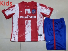 2021-2022  Atletico Madrid Home Red and White Youth/Kids Soccer Uniform-507
