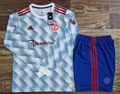 2021-2022 Manited United Away Blue LS Soccer Uniform-DG
