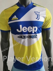 Player Version 2021-2022 Juventus 2nd Away Blue&Yellow  Thailand Soccer Jersey AAA-516