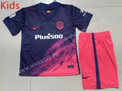 2021-2022  Atletico Madrid Away Purple&Pink Youth/Kids Soccer Uniform-507