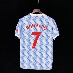 Player version 2021-2022 Manchester United Away Blue&White  Thailand Soccer jersey AAA#7 Ronaldo -518