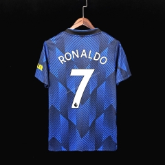 Player version 2021-2022 Manchester United 2nd  Away Blue&White  Thailand Soccer jersey AAA#7 Ronaldo -518
