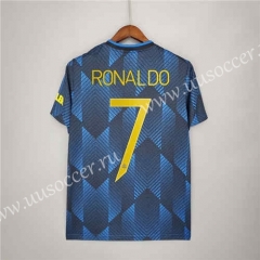 Fans version 2021-2022 Manchester United 2nd  Away Blue&White  Thailand Soccer jersey AAA#7 Ronaldo