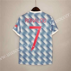 Fans version 2021-2022 Manchester United Away Blue&White  Thailand Soccer jersey AAA#7 Ronaldo