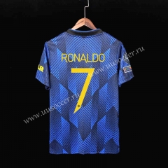 Player version 2021-2022 Manchester United 2nd Away Blue&White  Thailand Soccer jersey AAA#7 Ronaldo -518