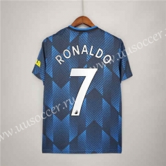 Fans version 2021-2022 Manchester United 2nd Away Blue&White  Thailand Soccer jersey AAA#7 Ronaldo