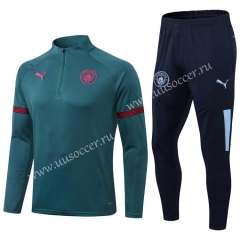 2021-2022  Manchester City Green Thailand Soccer Tracksuit Uniform-815