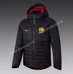 2021-2022 Barcelona Black Cotton Coat With Hat-GDP