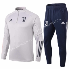 2021-2022 Juventus Light White Grey Thailand Soccer Tracksuit-SN