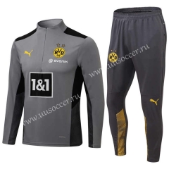 2021-2022 Borussia Dortmund Grey Thailand Soccer Tracksuit Uniform-411