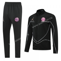 2021-22 Paris SG Black Soccer Jacket Uniform High collar-LH