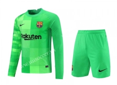 2021-2022 Barcelona Goalkeeper Green LS Thailand Soccer Uniform-418
