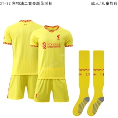 2021-2022 Liverpool Away Yellow Thailand Soccer Uniform(need  add  sock )