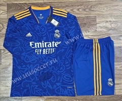 2021-2022 Real Madrid Away Blue LS Soccer Uniform-709
