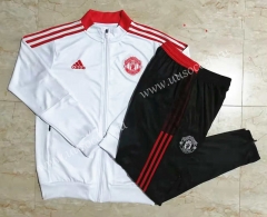 2021-2022 Manchester United White  Thailand Soccer Jacket Uniform-815