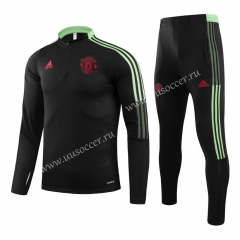 21-22 Manchester United Black Kids/Youth Soccer Tracksuit-815