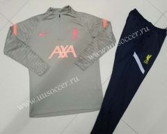 (s-3xl)2021-2022 Liverpool Khaki Thailand Soccer Tracksuit Uniform-GDP