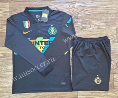 2021-2022 Inter Milan 2nd Away Black and Bule LS Soccer Uniform-709