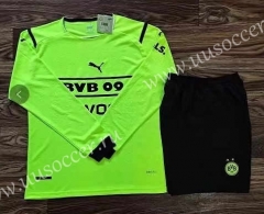 2021-2022 Borussia Dortumund 2nd Away Fluorescent green LS Soccer Uniform-709