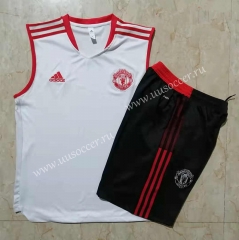 2021-2022 Manchester United White Short-vest Thailand Soccer Tracksuit Uniform-815