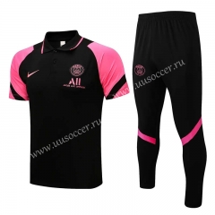 2021-2022 nike psg Black  Pink  Thailand Polo Uniform-815