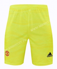 2021-2022 Manchester United  Yellow Thailand Soccer Shorts-418
