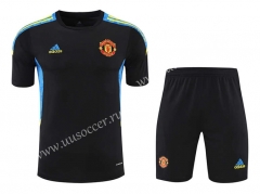 2021-2022 Manchester United Black&Blue   Thailand Soccer Training Uniform-418