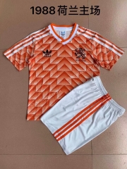 1988  Netherlands Home Orange  Soccer Uniform-AY