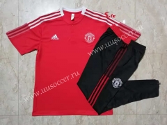 2021-2022 Manchester United Red Short-sleeved Thailand Soccer Tracksuit Uniform-815