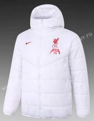 21-22 Liverpool White Thailand Soccer Coat With Hat-GDP