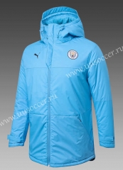 21-22 Manchester City Blue Thailand Soccer Coat With Hat-GDP