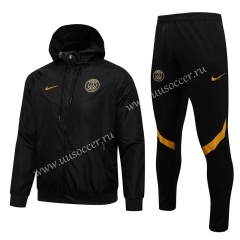 2021-22 Paris SG Black  Soccer Jacket Uniform with hat-815
