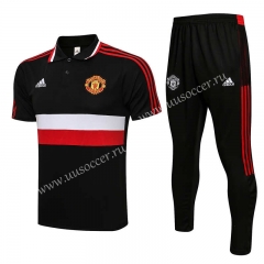 2021-2022 Manchester United Black  Thailand Polo Uniform-815