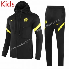 21-22  Chelsea  Black Kids/Youth Jacket Uniform With  Hat -GDP