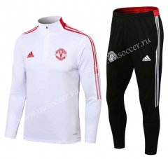 2021-22 Manchester United White Thailand Tracksuit Uniform-411
