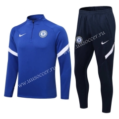 21-22 Chelsea Cai Blue Thailand Soccer Tracksuit Uniform-411