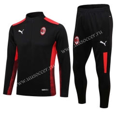 21-22 AC Milan Black  Soccer Tracksuit Uniform-411