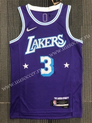 21-22 City Edition NBA Lakers Purple #3 Jersey-311